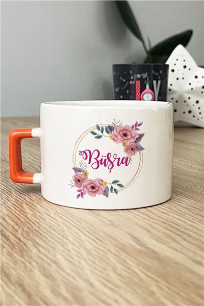 Çiçek ve İsim Kişiye Özel Lüks Fincan