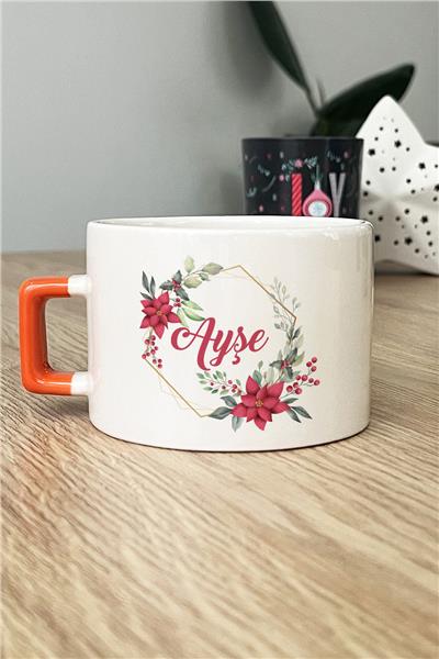 Çiçek ve İsim Kişiye Özel Lüks Fincan
