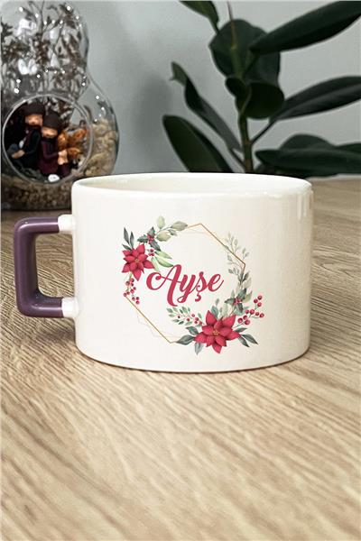 Çiçek ve İsim Kişiye Özel Lüks Fincan