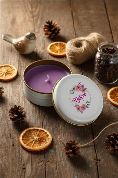 Çiçek ve İsim Kişiye Özel Mum