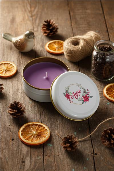 Çiçek ve İsim Kişiye Özel Mum