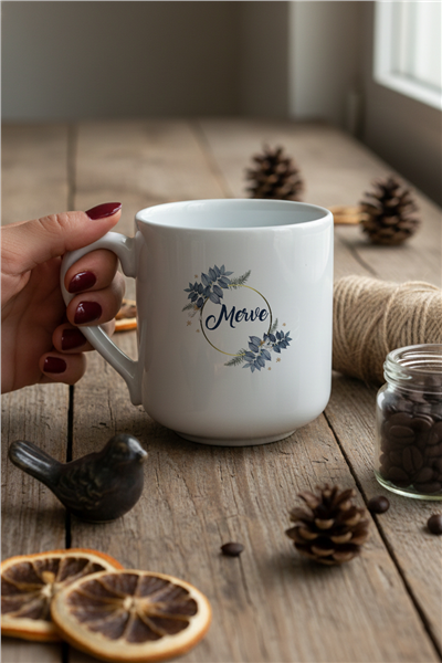 Çiçekli Kişiye Özel Kupa Bardak Standart