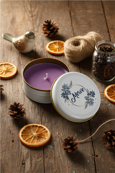 Çiçekli Kişiye Özel Mum