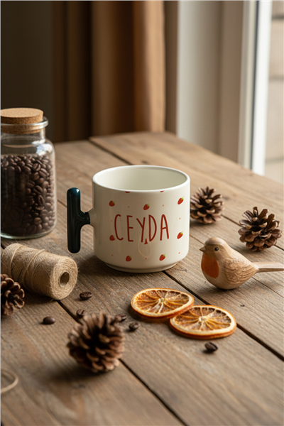 Çilek Desenli Kişiye Özel T Kupa