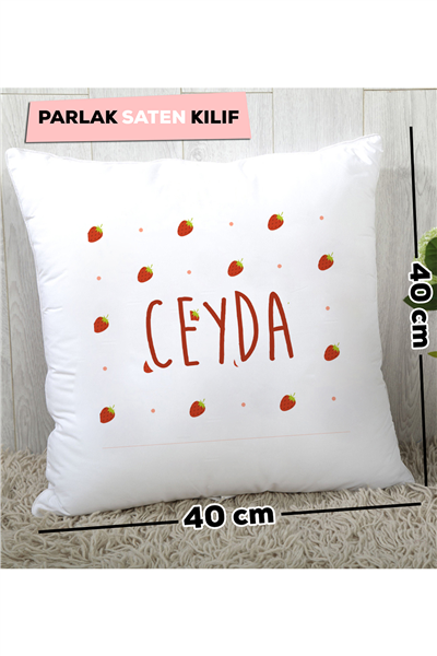 Çilek Desenli Kişiye Özel Yastık