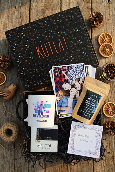 Developer Hediye Kutusu - Kişiye Özel Kupa Standart, Filtre Kahve, Melodi Çikolata, Fotoğraf 12 Adet