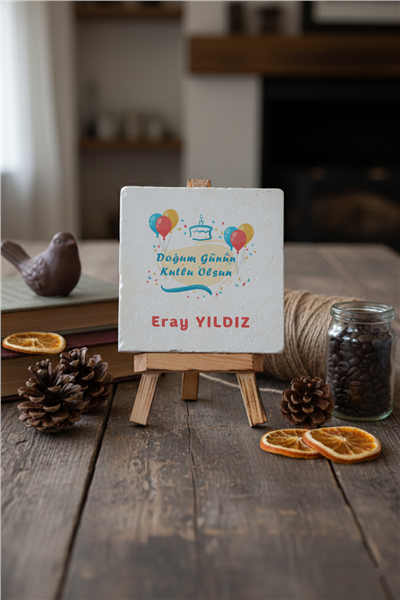 Doğum Günün Kutlu Olsun Kişiye Özel Dekoratif Taş İsimlik