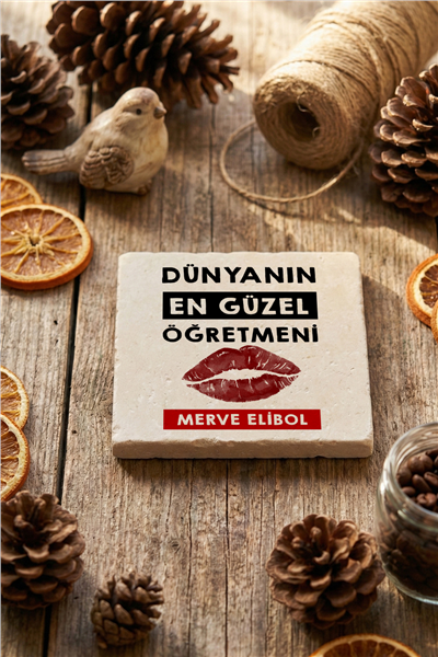 Dünyanın En Güzel Öğretmeni Kişiye Özel Bardak Altlığı