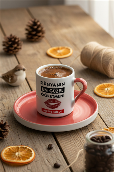 Dünyanın En Güzel Öğretmeni Kişiye Özel Türk Kahvesi Fincanı