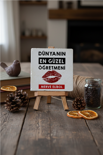 Dünyanın En Güzel Öğretmeni Kişiye Özel Dekoratif Taş İsimlik