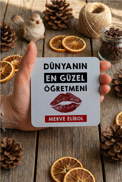 Dünyanın En Güzel Öğretmeni Kişiye Özel Bardak Altlığı