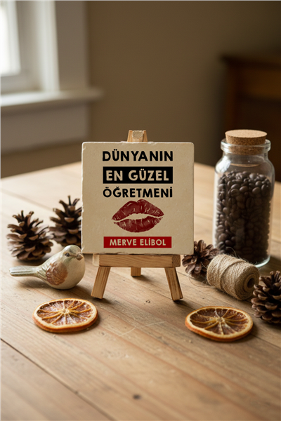Dünyanın En Güzel Öğretmeni Kişiye Özel Dekoratif Taş İsimlik