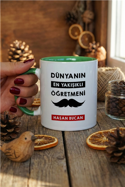 Dünyanın En Yakışıklı Öğretmeni Kişiye Özel Kupa Bardak Standart