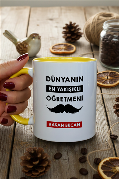 Dünyanın En Yakışıklı Öğretmeni Kişiye Özel Kupa Bardak Standart