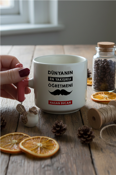 Dünyanın En Yakışıklı Öğretmeni Kişiye Özel T Kupa