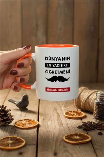 Dünyanın En Yakışıklı Öğretmeni Kişiye Özel Kupa Bardak Standart