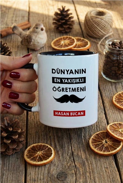 Dünyanın En Yakışıklı Öğretmeni Kişiye Özel Kupa Bardak Standart