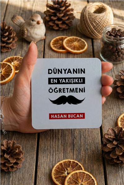 Dünyanın En Yakışıklı Öğretmeni Kişiye Özel Bardak Altlığı