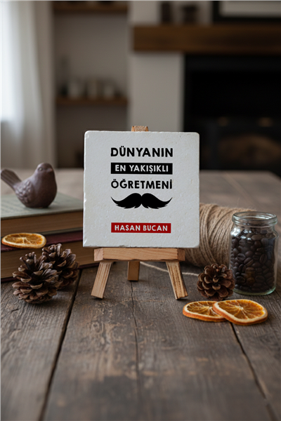 Dünyanın En Yakışıklı Öğretmeni Kişiye Özel Dekoratif Taş İsimlik
