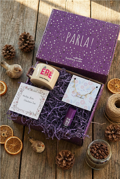 Ebe Hediye Kutusu - Kişiye Özel Lüks Fincan, Bileklik, Oje