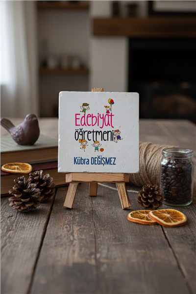 Edebiyat Öğretmeni Kişiye Özel Dekoratif Taş İsimlik