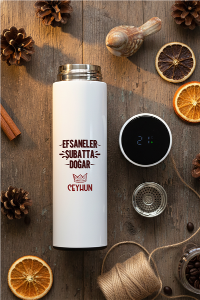 Efsaneler Şubatta Doğar Kişiye Özel Filtreli Dijital Göstergeli Termos
