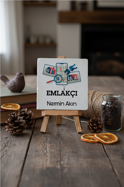 Emlakçı Kişiye Özel Dekoratif Taş İsimlik