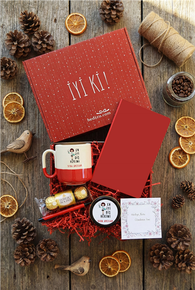 En İyi Diş Hekimi Hediye Kutusu - Kişiye Özel Pro Kupa, Defter, Mum, Çikolata Ferrero Rocher 3lü, Kalem