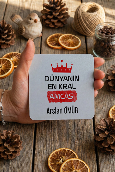 En Kral Amca Kişiye Özel Bardak Altlığı