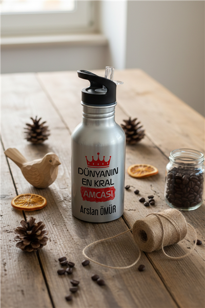 En Kral Amca Kişiye Özel Pipetli Matara