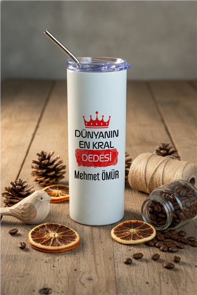 En Kral Dede Kişiye Özel Pipetli Çelik Termos