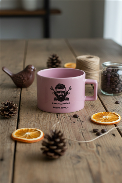 Erkek Kuaförü Kişiye Özel Lüks Pastel Fincan