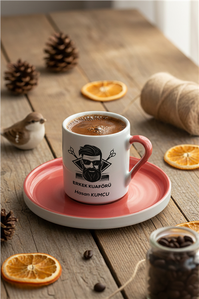 Erkek Kuaförü Kişiye Özel Türk Kahvesi Fincanı