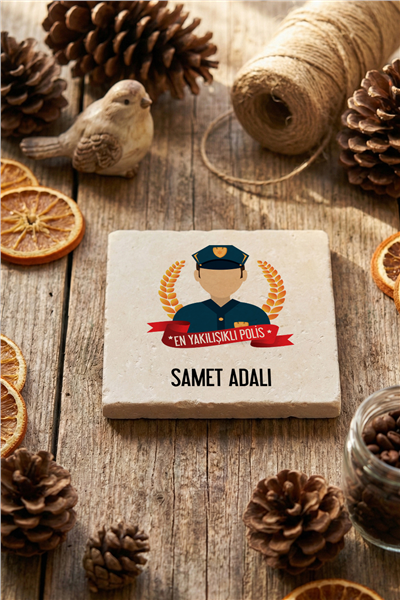 Erkek Polis Kişiye Özel Bardak Altlığı