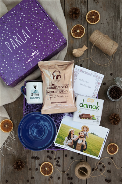 Felsefe Öğretmeni Hediye Kutusu - Kişiye Özel Türk Kahvesi Fincanı, Türk Kahvesi, Damak Çikolata, Fotoğraf 12 Adet