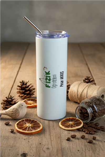 Fizik Öğretmeni Kişiye Özel Pipetli Çelik Termos