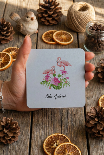 Flamingo Kişiye Özel Bardak Altlığı