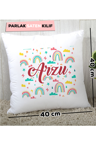 Gökkuşağı Desenli Kişiye Özel Yastık