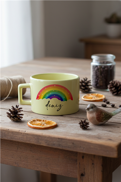 Gökkuşağı Kişiye Özel Lüks Pastel Fincan
