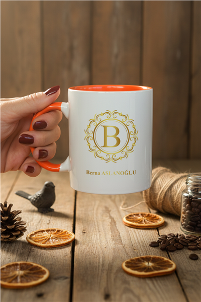 Gold Baş Harf Kişiye Özel Kupa Bardak Standart