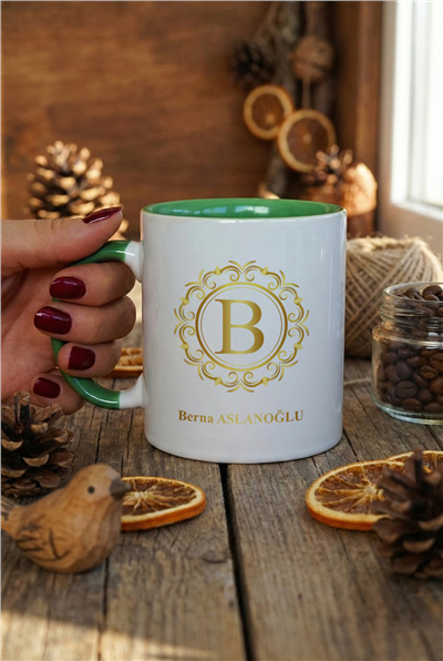 Gold Baş Harf Kişiye Özel Kupa Bardak Standart