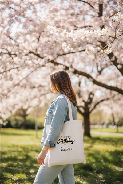 Happy Birthday Kişiye Özel Bez Çanta