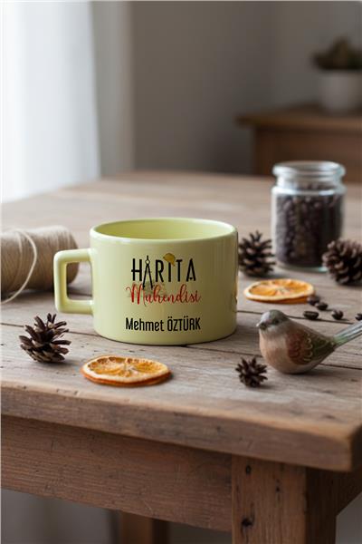 Harita Mühendisi Kişiye Özel Lüks Pastel Fincan