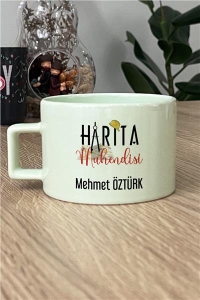 Harita Mühendisi Kişiye Özel Lüks Pastel Fincan