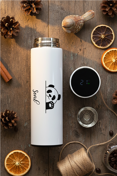 Hello Panda Hediye Kutusu - Kişiye Özel Dijital Göstergeli Termos, Kulaklık, Bere, Altıgen Fotoğraf Çerçevesi