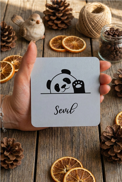 Hello Panda Kişiye Özel Bardak Altlığı