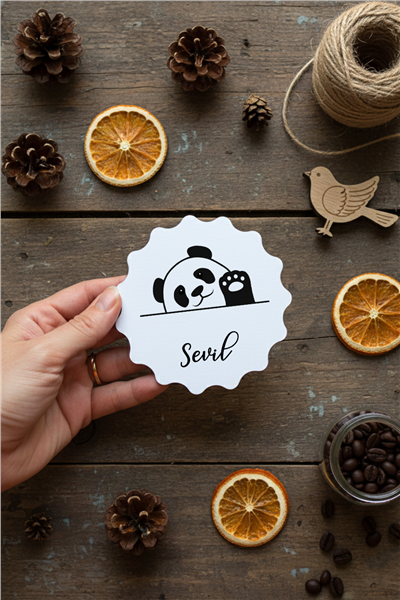 Hello Panda Kişiye Özel Bardak Altlığı