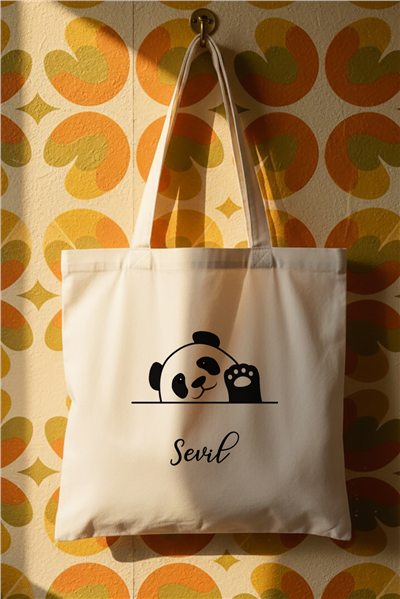 Hello Panda Kişiye Özel Bez Çanta