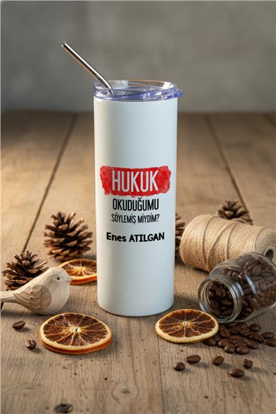 Hukukçulara Hediye Kişiye Özel Pipetli Çelik Termos