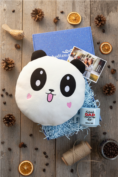 Husbanda Dad Protector Hero Hediye Kutusu - Kişiye Özel T Pastel Kupa, Peluş Avokado, Fotoğraf 1 Adet